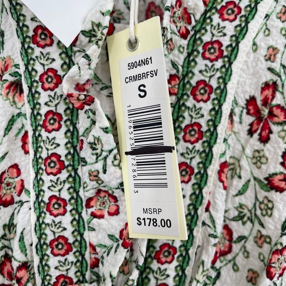 NEW Max Studio Small Floral Maxi Dress Smocked Waist Ruffle Sleeve Cottagecore - Picture 11 of 12